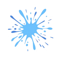 vibrant blue paint splash with dynamic droplets radiating outward, creating energetic and artistic effect. splash is isolated transparent background, emphasizing its bold color and fluid motion png
