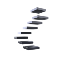 flutuando Preto passos dentro minimalista Projeto crio moderno, abstrato Escadaria contra transparente fundo, simbolizando progresso e inovação png