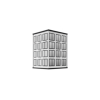 minimalist illustration of modern, cubic building with multiple windows, set against plain background. design is simple and clean, emphasizing geometric shapes and symmetry png