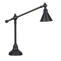 sleek black adjustable desk lamp with classic design, featuring conical shade and sturdy base, perfect for adding touch of elegance to any workspace png