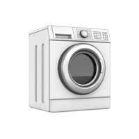 modern washing machine with sleek design and digital controls, featuring front loading door and metallic accents, ideal for efficient laundry care png