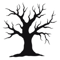 silhouette of leafless tree with intricate branches creates stark and dramatic image, evoking sense of solitude and resilience png