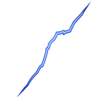 vibrant blue lightning bolt crackles against transparency background, showcasing its jagged and electrifying path. energy and intensity of lightning create dramatic and powerful visual effect png
