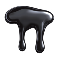 shiny, black liquid blob with glossy surface and dripping effect, resembling oil or tar, isolated on transparency background png