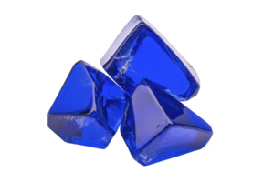 Three vibrant blue glass stones are stacked together, showcasing their smooth, polished surfaces and translucent quality. stones reflect light, creating striking visual effect png