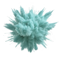 vibrant explosion of turquoise powder creates dynamic and energetic burst, resembling cloud of dust in motion. abstract form captures sense of movement and energy png