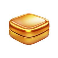 shiny, golden, square shaped jewelry box with smooth surface and rounded edges, reflecting light beautifully. luxurious appearance suggests it is used for storing precious items png