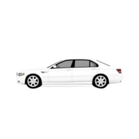 sleek white sedan car with modern design and stylish wheels is depicted in side view, showcasing its streamlined body and elegant appearance png