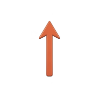orange upward arrow symbol on transparent background, representing direction or increase. arrow is simple and bold, conveying sense of movement or progress png
