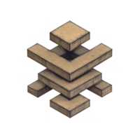 This features abstract geometric design with stacked, textured blocks forming symmetrical pattern. blocks have stone like appearance, creating modern and artistic visual.abstract geometric design png