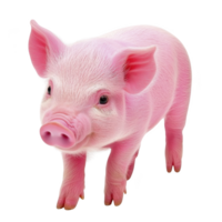 cute pink piglet stands on transparency background, showcasing its soft fur and curious expression. piglet small size and adorable features make it endearing subject png