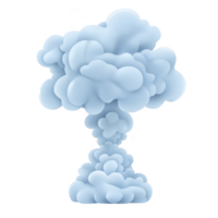 large, fluffy blue cloud formation resembling explosion or mushroom cloud, with soft and cartoonish appearance, stands out against transparent background png