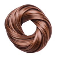 isto características redemoinho do brilhante, suave, Castanho cabelo fios arranjado circular padrão, criando visualmente atraente e elegante Projeto. textura e cor do cabelo estão destacado, exibindo Está lustroso png