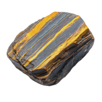 This shows striking piece of tiger iron, metamorphic rock with alternating layers of golden tiger eye, red jasper, and black hematite, creating vibrant and unique pattern png