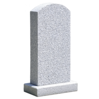 simple, unadorned gray granite tombstone stands upright, symbolizing remembrance and solemnity. smooth surface and classic shape evoke sense of timelessness and respect png