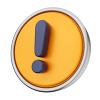 A 3d illustration of an exclamation mark on a button png