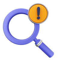 A magnifying glass with an exclamation mark on it png