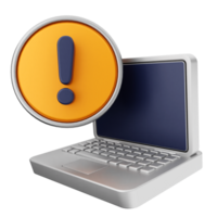 A laptop computer with an exclamation sign on it png