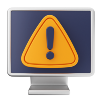 A computer monitor with an exclamation mark on it png