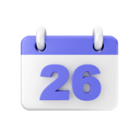 A calendar with the number 26 on it png