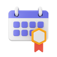 A calendar icon with a ribbon and a badge png