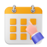A calendar icon with a finger pointing at it png