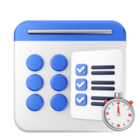 A calendar with check boxes and a clock png
