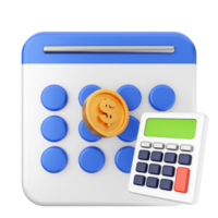 Calculator icon with a coin and calculator png