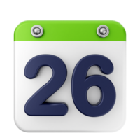 A green and white calendar icon with the number 26 png
