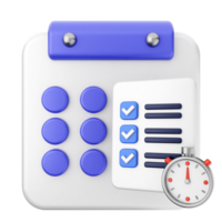 A calendar with checklists and a clock icon png