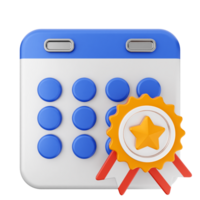 A calendar icon with a star and a badge png