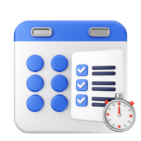 A calendar with check boxes and a stopwatch png