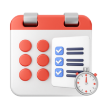 A calendar with checklists and a clock png