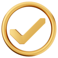 A check mark in a gold circle on a black background png