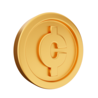 Golden coin isolated on black background 3d render png