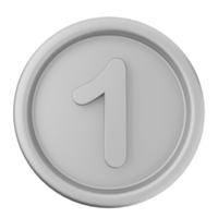A gray button with the number one on it png