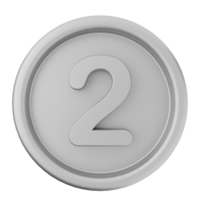 A silver button with the number two on it png