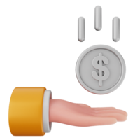 A hand holding a dollar coin and a coin coming out of it png