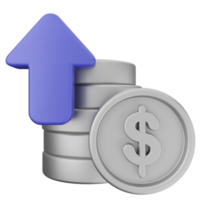 A stack of coins with an arrow pointing up png