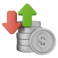 A stack of coins with an arrow pointing up and a dollar sign png