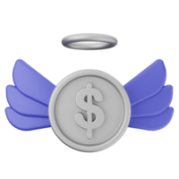 An angel with wings and a dollar sign on a coin png
