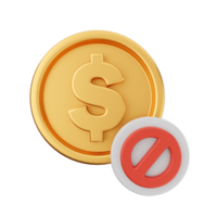 A golden coin with a dollar sign and a red no sign png