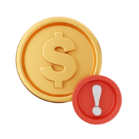 A golden coin with a dollar sign and an exclamation mark png