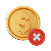 A dollar coin with a red cross and a tick png