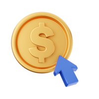 A dollar coin with an arrow pointing to it png