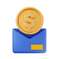 Money envelope icon with gold coin png