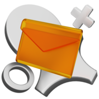 A mail icon with a white envelope and a silver key png