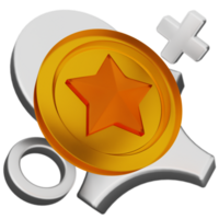 A star and a gold coin on a black background png