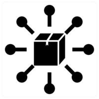 Parcel Connection and package icon concept in black filled color vector