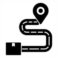 Delivery Location and location icon concept in black filled color vector